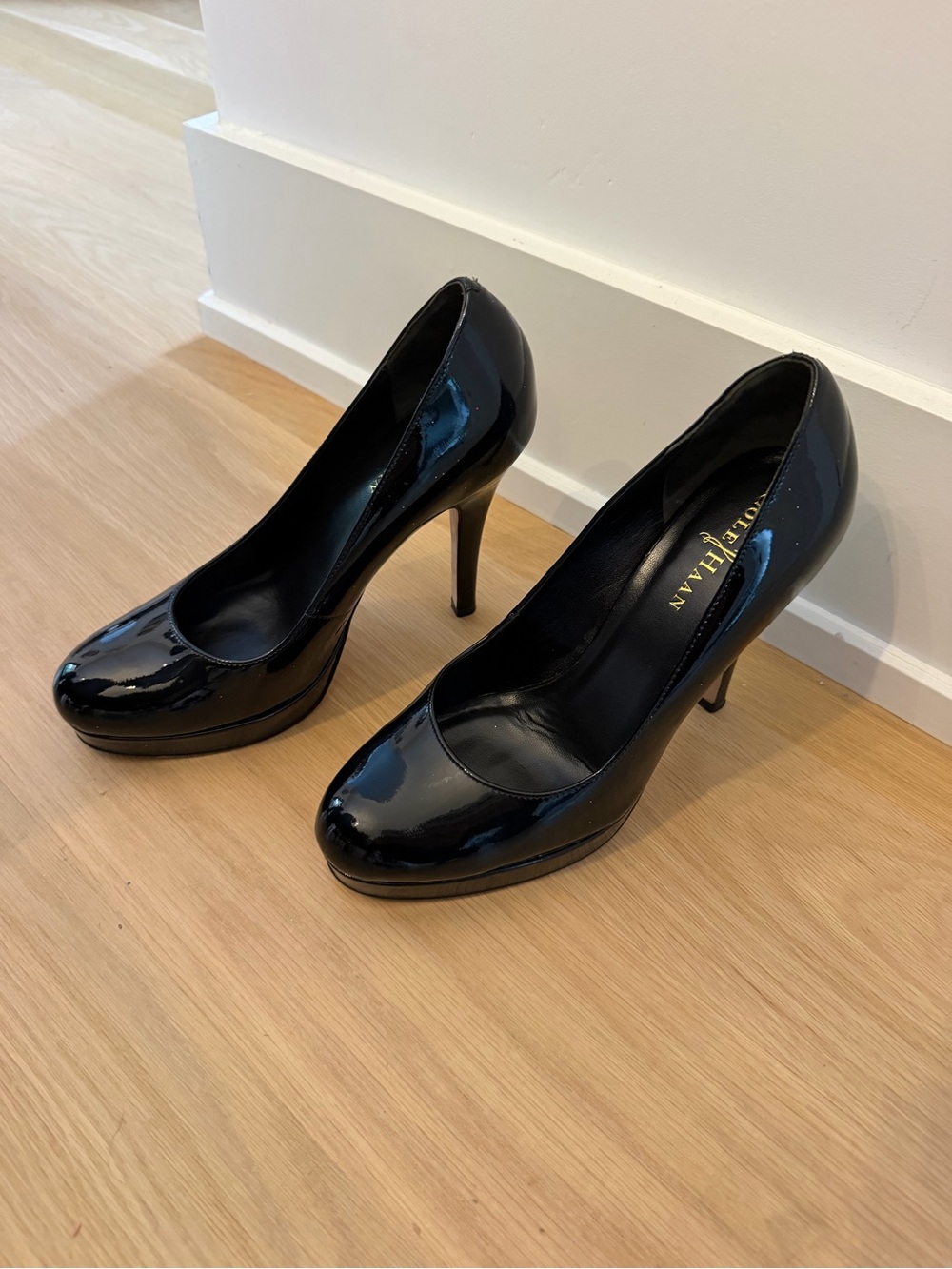 Cole Haan Black Patent Leather Platform Pumps